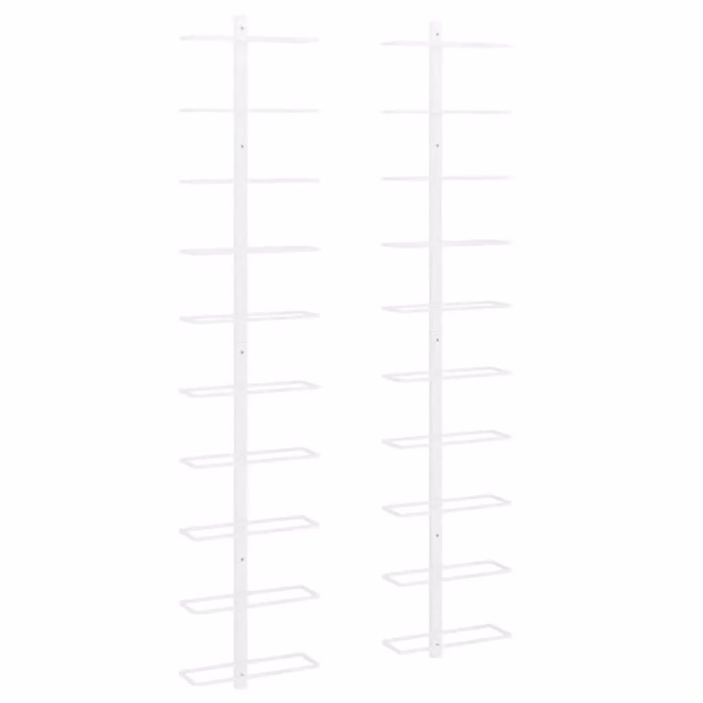 Berkfield Home Wall-mounted Metal Wine Rack for 10 Bottles, 2 Pack, White – 2