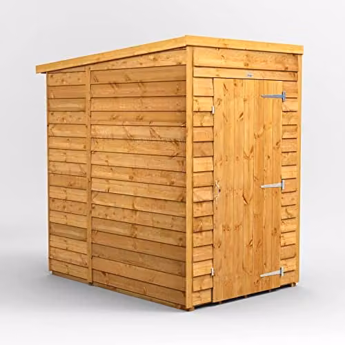 Powersheds Premium Pent Overlap Wooden Shed in Brown, Windowless, with 10 mm Extra Thick Timber