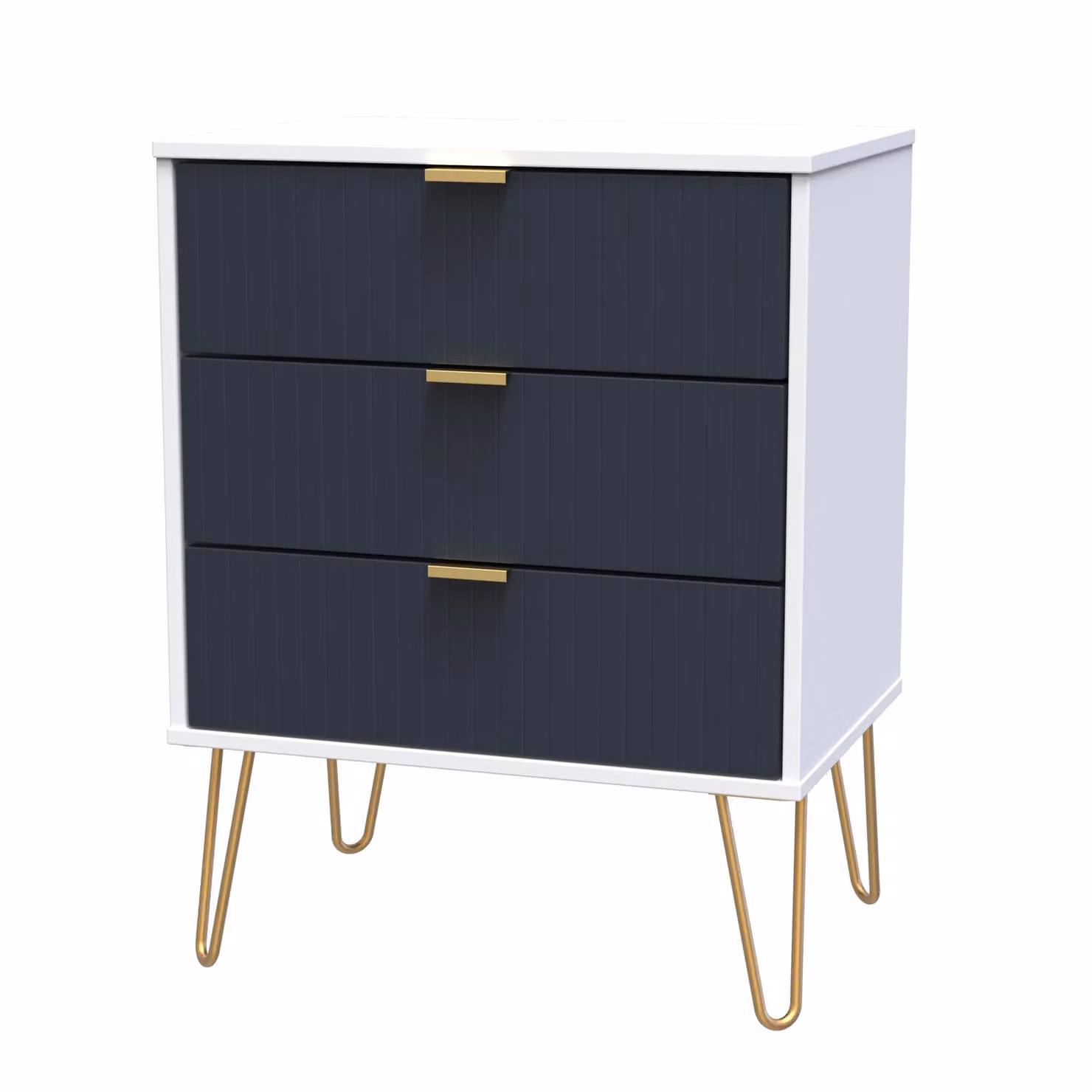 Ready Assembled 2 U Bexley 3 Drawer Chest in Dark Blue and Gold – 3