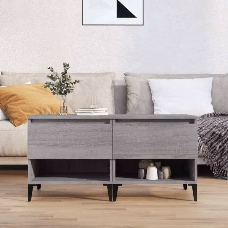 Berkfield Home Set of 2 Grey Sonoma Side Tables, W/D/H: 50 x 46 x 50 cm