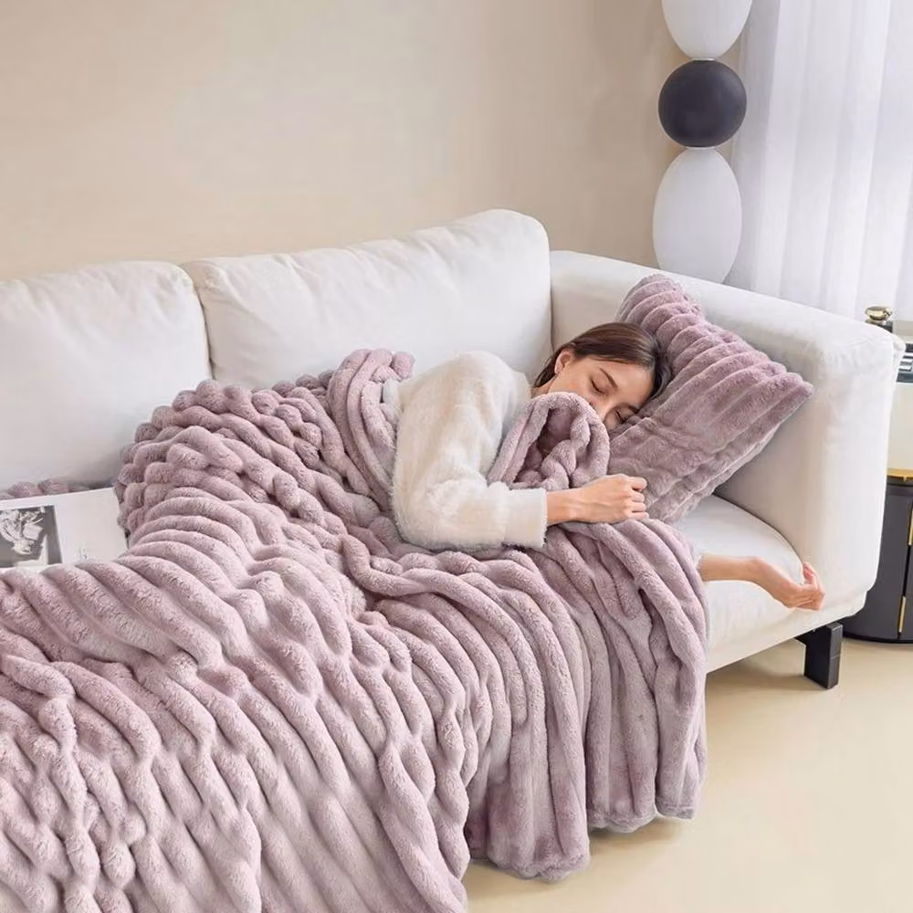 PAWNORA Purple Fluffy Fleece Flannel Blanket, W: 100 cm, L: 150 cm – 2