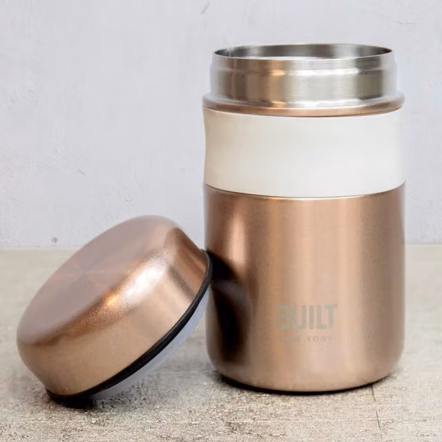 BUILT Food Flask, Rose Gold, 490ml, H x W x D: 15.5 x 9 x 15.5 cm
