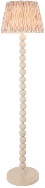 Netlighting Higgledy Gloss Almond White Floor Lamp with Fabric Ikat Shade, Diameter: 35 cm – 1