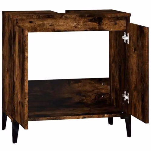 vidaXL Freestanding Bathroom Sink Cabinet in Smoked Oak, W/D/H: 58 x 33 x 60 cm – 5