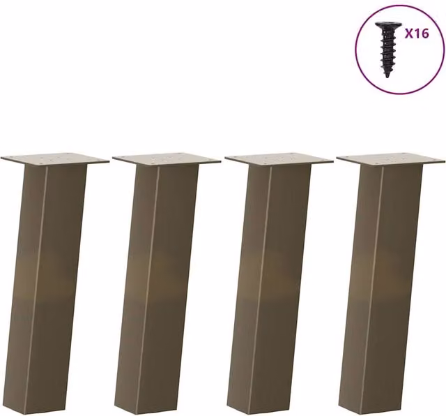 Berkfield Home Steel Coffee Table Legs, 4 Pieces, Brown, Height: 42 cm – 1