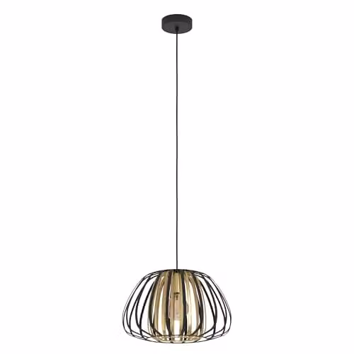 Eglo Encinitos Modern Round Suspended Pendant Light in Black and Gold/Brass