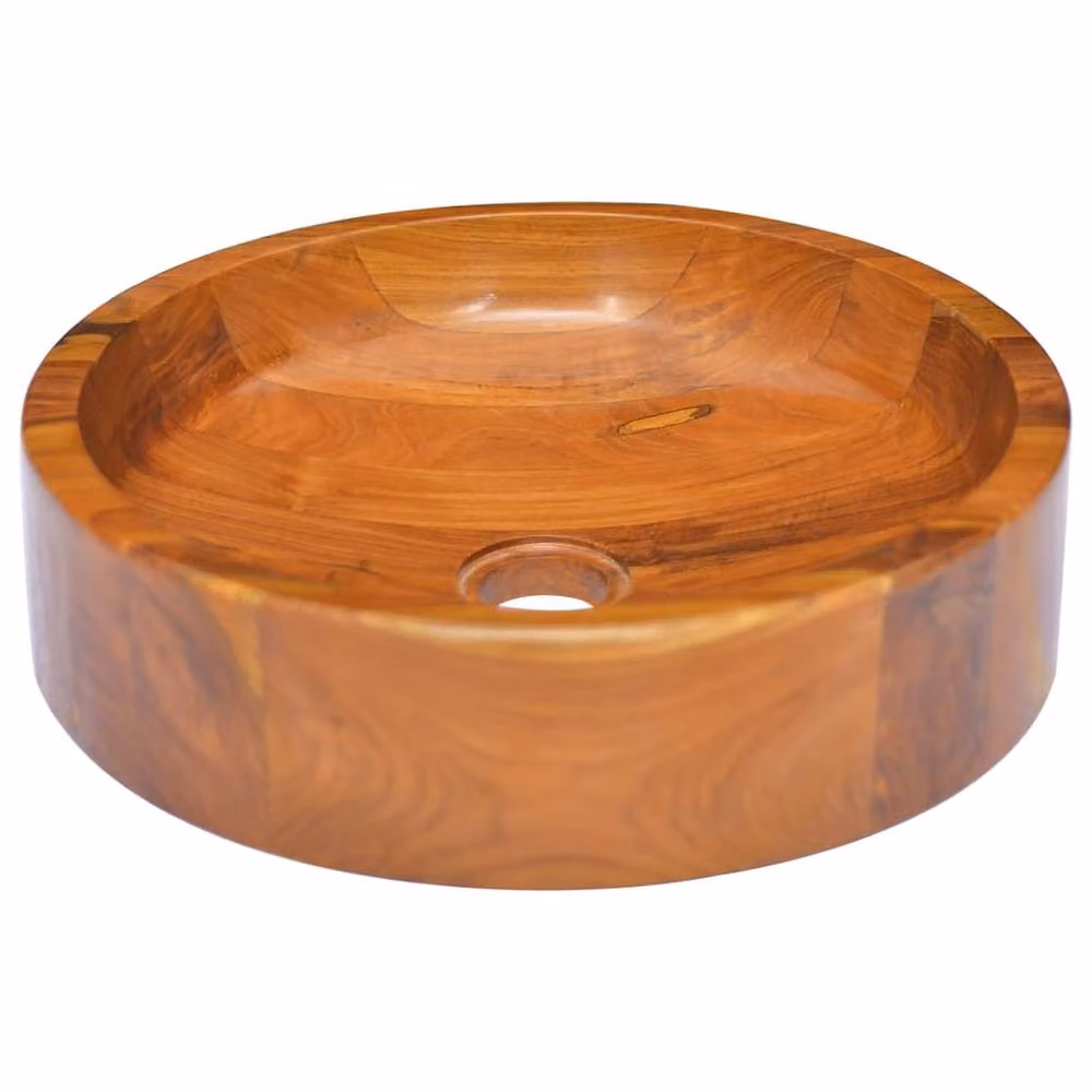 Berkfield Home Solid Teak Wood Basin, Brown, W: 40 cm, D: 40 cm, H: 10 cm – 2