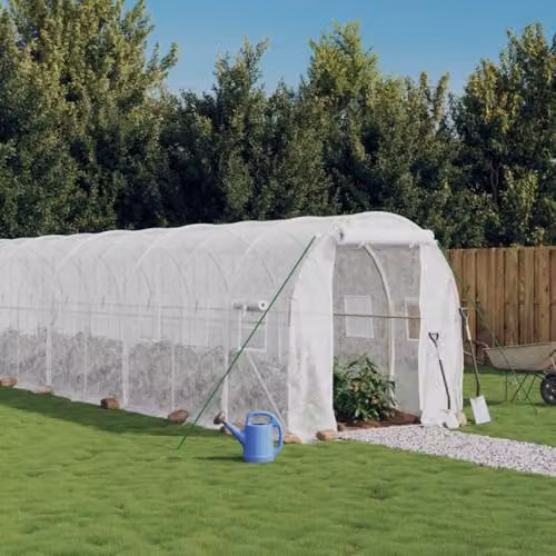 vidaXL Greenhouse with Steel Frame in White, 12 m², W/D/H: 6 x 2 x 2 m – 2