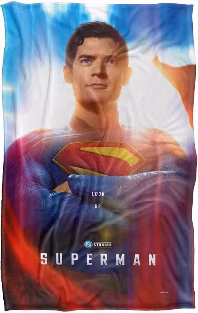 Warner Bros. Superman (2025) Look Up Poster Super Soft Fleece Throw Blanket, Multicolour, W/D/H: 91 x 147 cm – 6