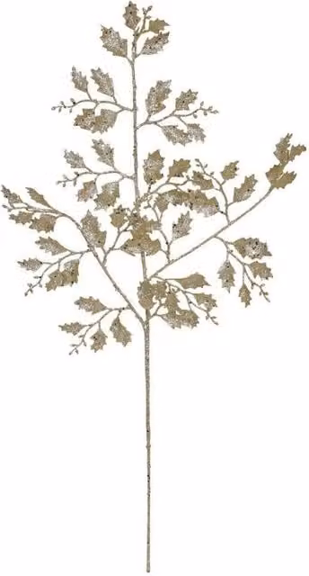 KDMD Gold Glitter Holly Leaf Spray, 2 Pack