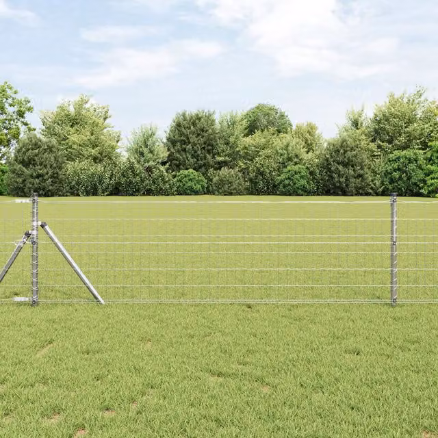 Berkfield Home Euro Fence Galvanised Steel in Silver, W: 60 cm, L: 10 m
