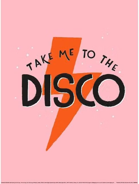 Duchess Plum Take Me To The Disco Retro Typography Paper Poster in Pink