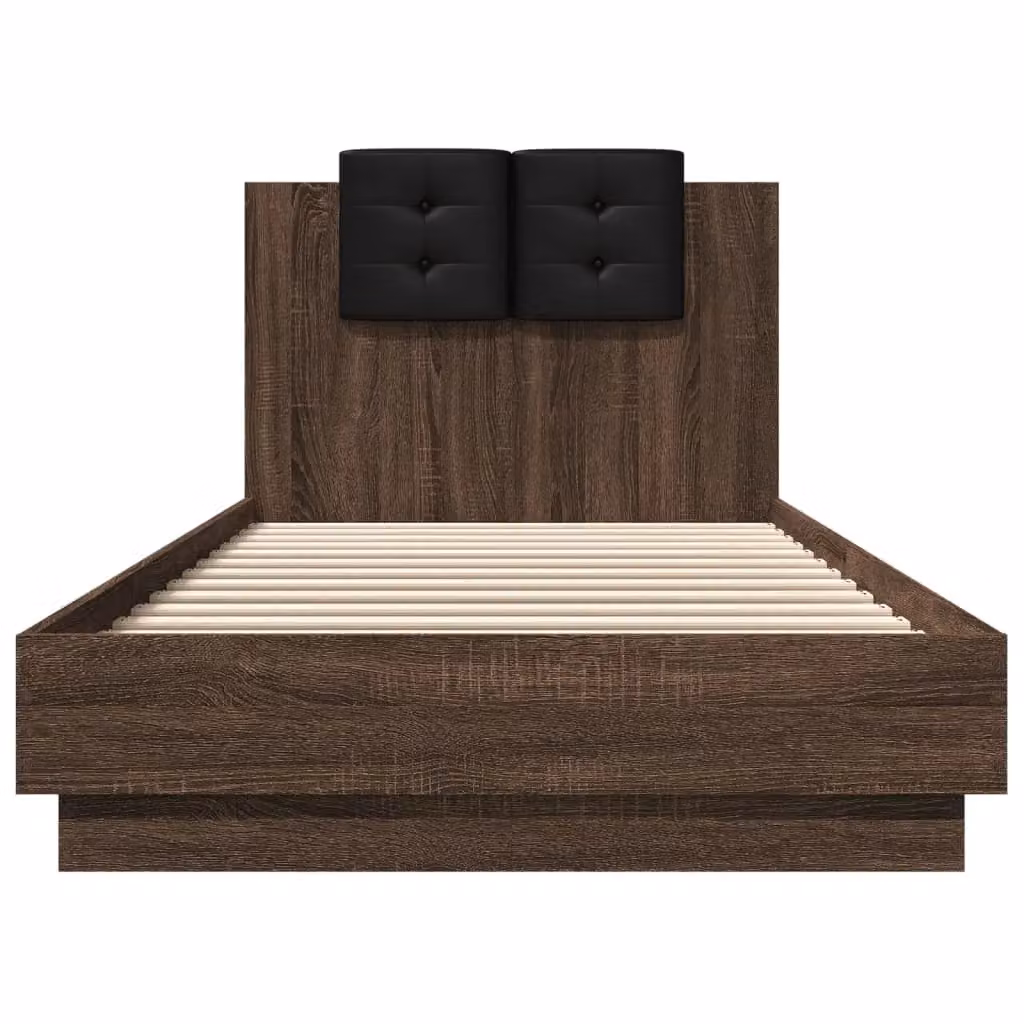 Berkfield Home Modern Bed Frame in Brown Oak, W: 100 cm, L: 200 cm – 3