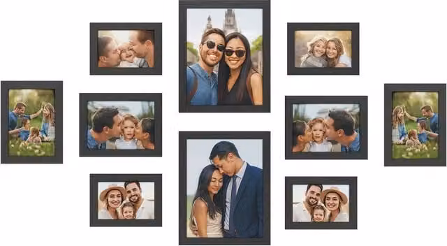 Innoteck Set of 10 Black Modern Rectangular Gallery Picture Frames for Wall Mounting
