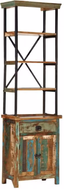 Berkfield Home Rustic Reclaimed Solid Wood Highboard in Brown, W/D/H: 55 x 30 x 180 cm