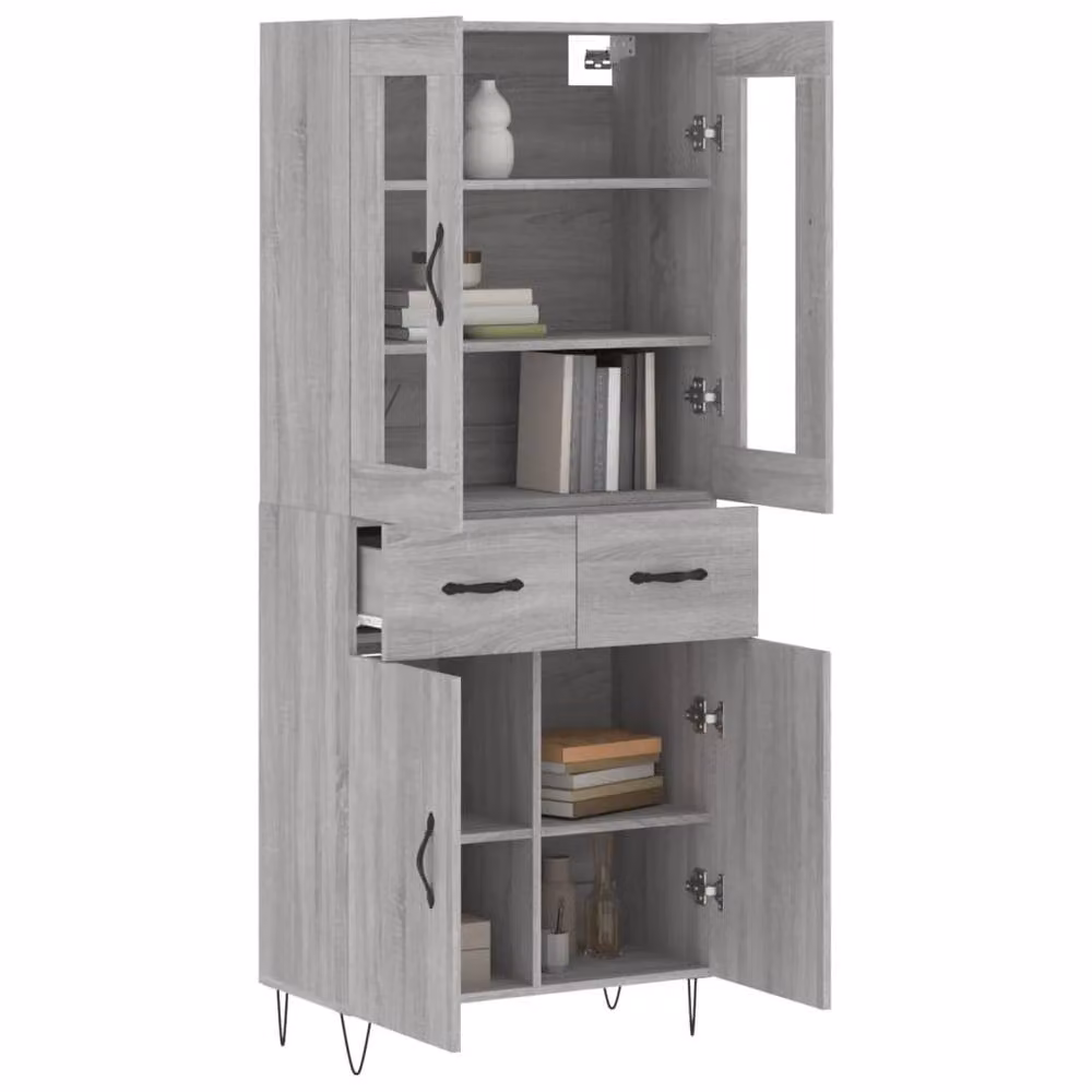 Berkfield Home Grey Sonoma Highboard W/D/H: 69.5 x 34 x 180 cm – 3
