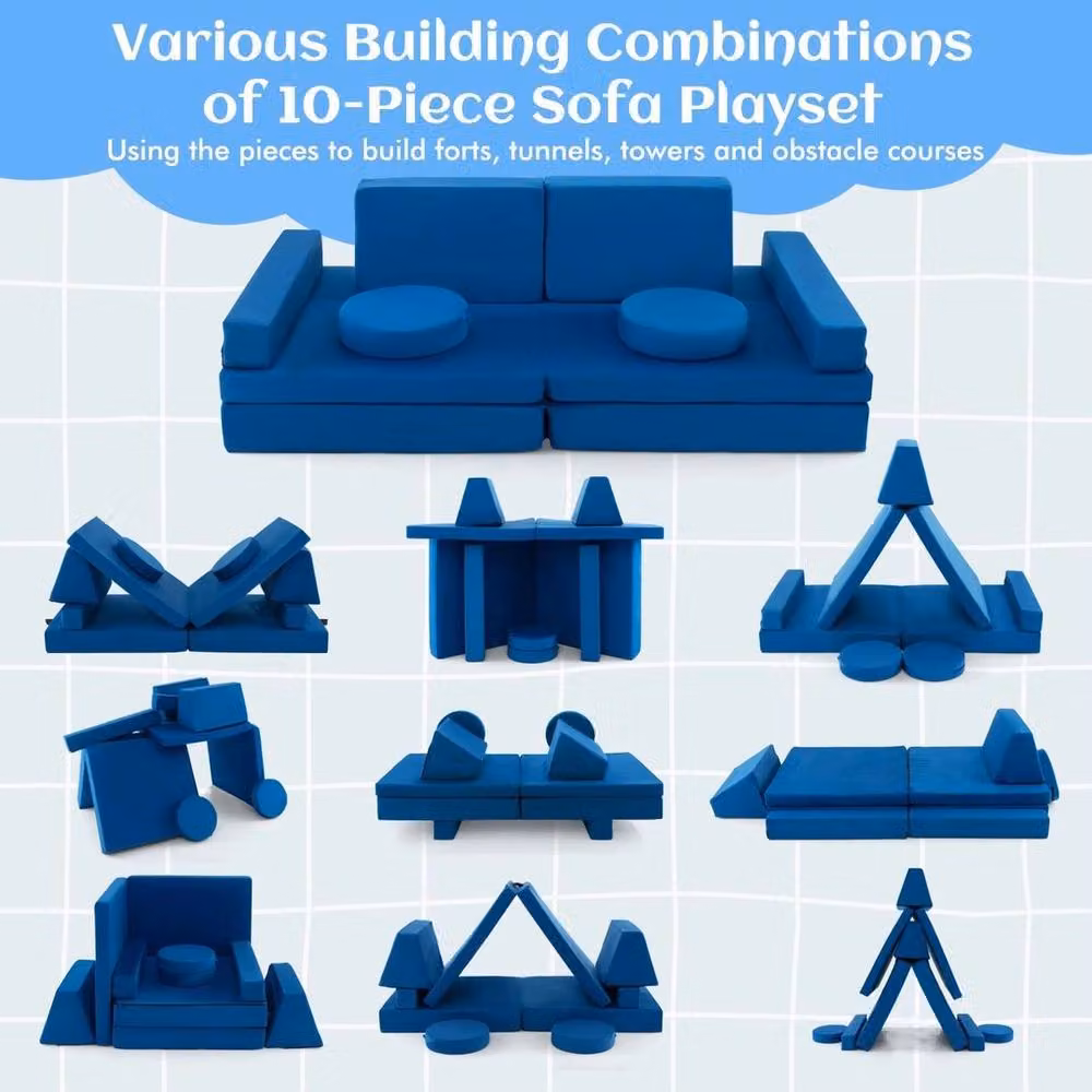 Kelvenix Modular Convertible Foam Folding Sofa in Blue – 4