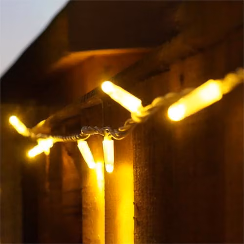 Eagle Connect 40 LED Warm White Outdoor String Lights with White Rubber Cable, IP65 Waterproof, Connectable, Mains Powered – 5
