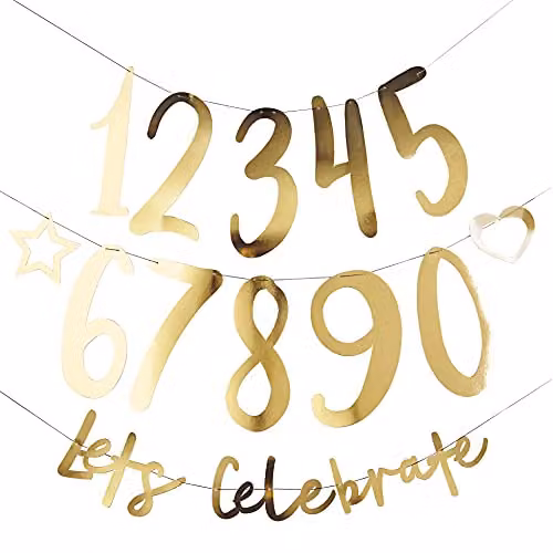 CLUB GREEN Gold Create Your Own Party Banner, W: 20.4 cm, D: 0.7 cm, H: 31 cm