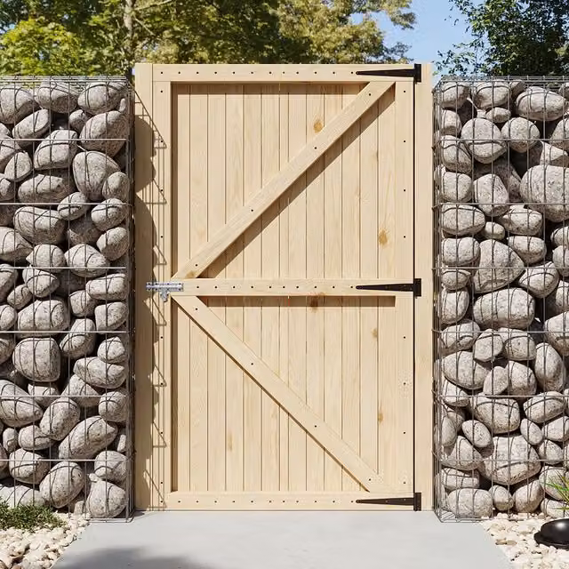 Livingandhome Yellow Wooden Swing Garden Gate, Height: 105 cm