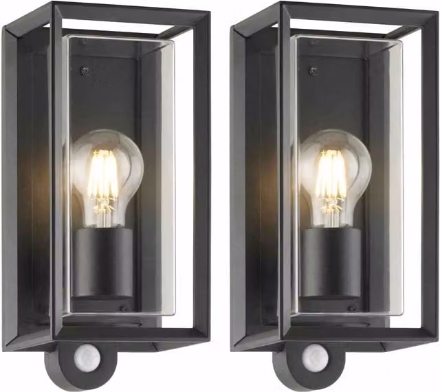 First Choice Lighting Brandon Set of 2 Black Motion Sensor Outdoor Wall Lights with Timer and LED Compatibility – 1