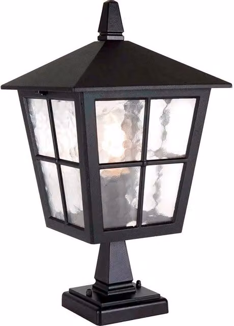 Netlighting Canterbury Black Outdoor Pedestal Lantern with Glass and Aluminium Body, IP43, E27
