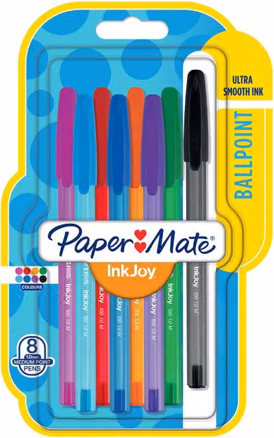 Pack of Eight Paper Mate Inkjoy Multicolour Ballpoint Pens