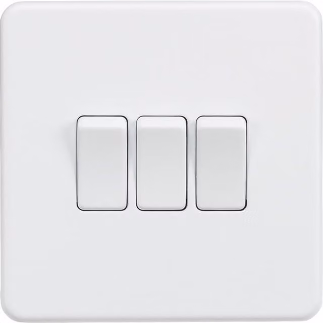 Knightsbridge Screwless 10AX 3G 2-Way Switch in Matt White SF4000MW