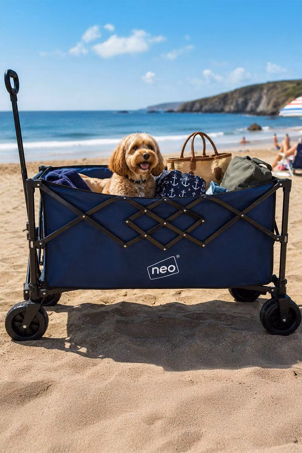 Neo XL Heavy Duty Folding Wagon Cart with Adjustable Handle, 300L, Mid Navy Blue – 2