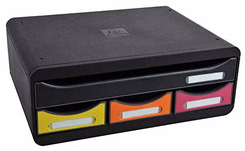Exacompta Harlequin Toolbox Drawer Set with 4 Drawers for A4 Documents, W/D/H: 27.0 x 35.5 x 13.5 cm – 3