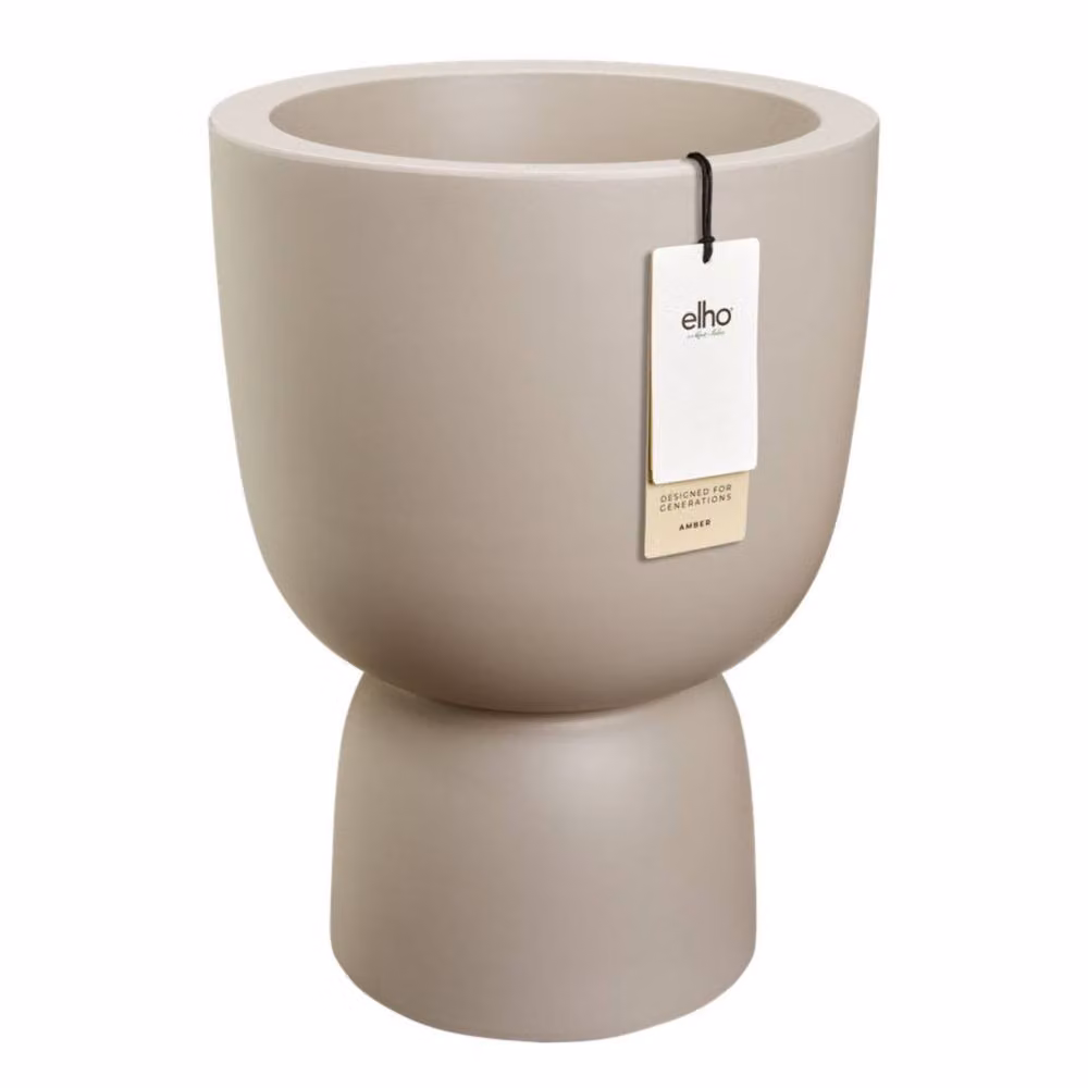 Elho Amber Coupe 35 Round Planter in Beige for Indoor and Outdoor Use – 3