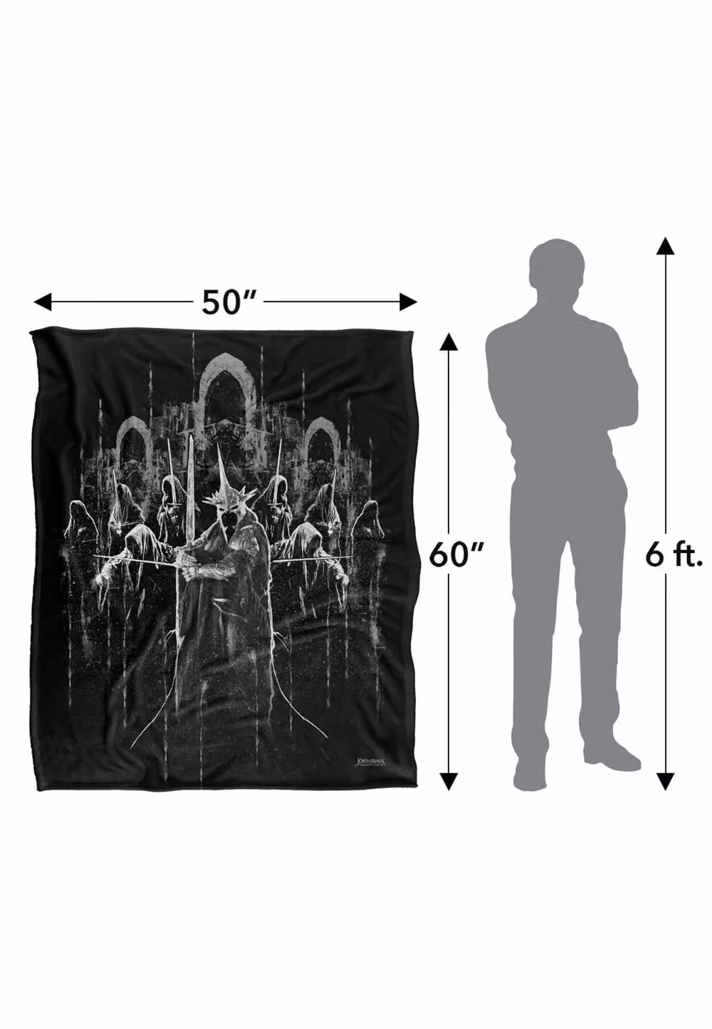 LOGOVISION Lord of the Rings Ring Wraiths Super Soft Microfibre Throw Blanket, White, W/D/H: 152 x 127 cm – 8