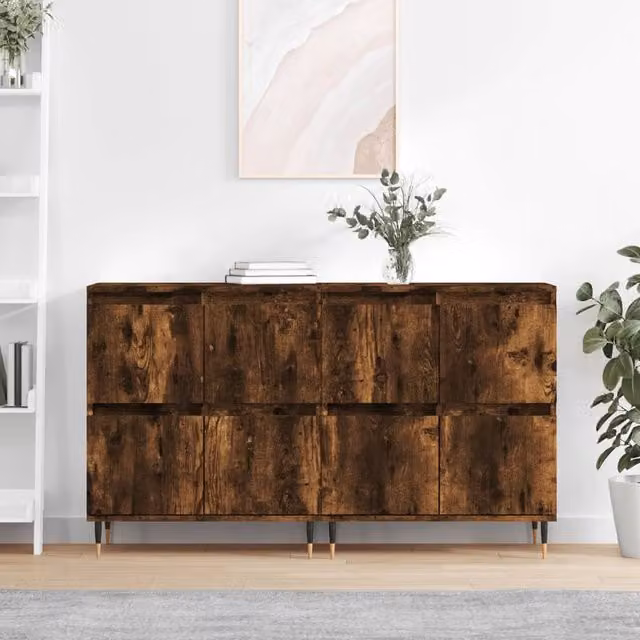 Berkfield Home Set of 2 Smoked Oak Sideboards in Brown – 1