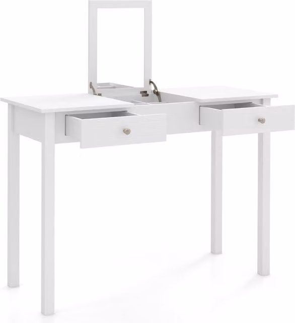 COSTWAY Modern White Dressing Table and Makeup Vanity with Lift Mechanism