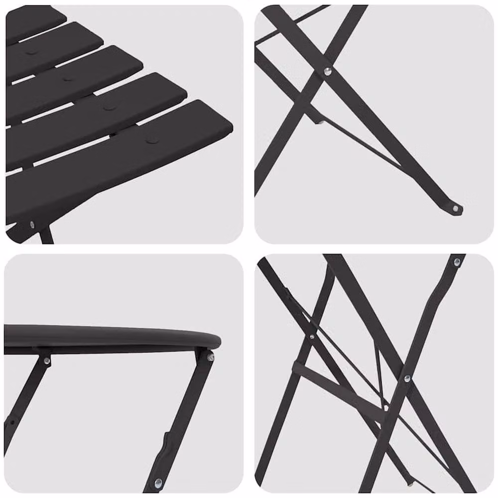 Berkfield Home 3-Piece Folding Bistro Set in Anthracite Steel and Black – 4