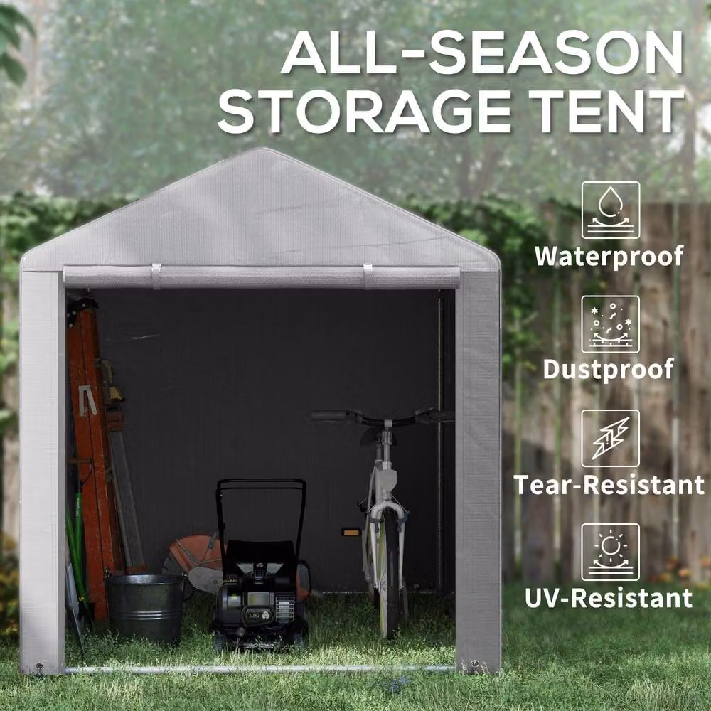 Rolipo Outdoor Storage Tent with Accessories, Light Grey, W: 220 cm, D: 160 cm, H: 172 cm – 6