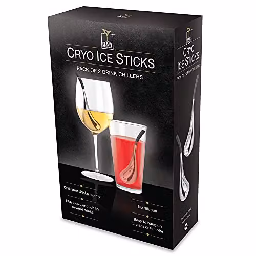 Bar Originale Cryo Ice Stick Drink Chillers in Silver, Pack of 2 – 1