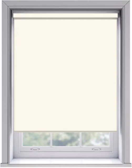 New Edge Blinds No Drill Cream Thermal Blackout Roller Blind, W: 135 cm, H: 170 cm