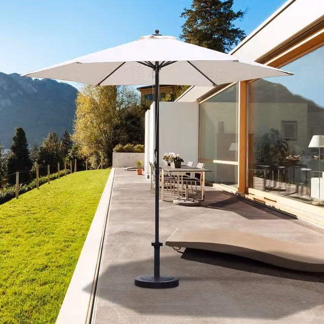 Outsunny White Patio Umbrella Parasol with Steel Central Pole, Dia: 280 cm