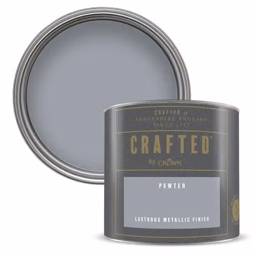 Crown Metallic Pewter Paint Tester Pot Sample, Silver Grey, 125ml – 1