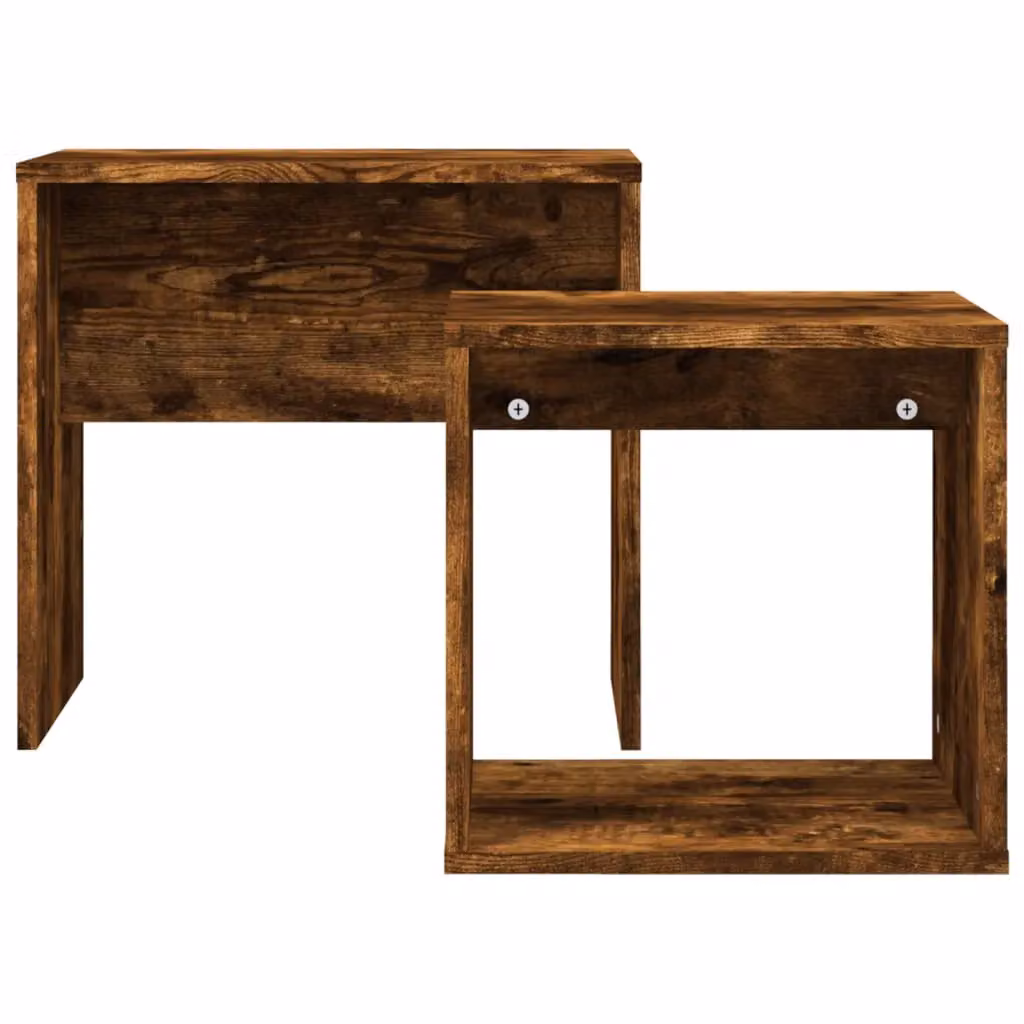 Berkfield Home Nesting Coffee Tables, 2 Piece Set in Smoked Oak Brown Engineered Wood – 4