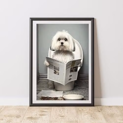 60 Second Makeover Maltese On The Toilet Paper Poster, Multicolour, W: 21.0 cm, H: 29.7 cm