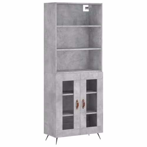 vidaXL Modern Highboard in Concrete Grey, W/D/H: 69.5 x 34 x 180 cm – 1