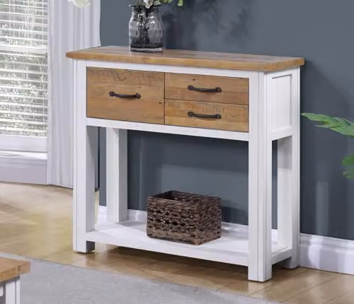 baumhaus Splash of White Small Console Table, White Wood – 2