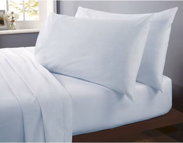Rapport Home Blue Flannelette Polycotton Soft Touch Fitted Sheet, W: 90 cm, L: 200 cm