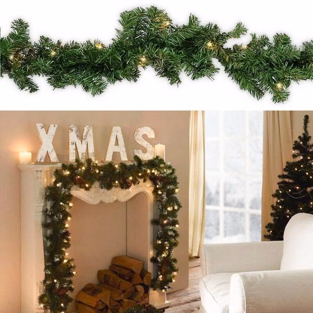 Kelvenix 9FT Pre-Lit Green Christmas Garland with Warm White LED Lights – 2