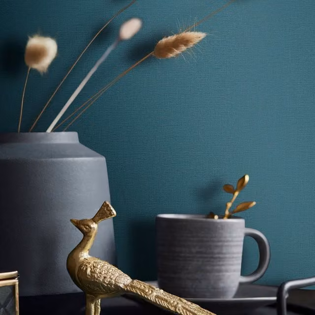 Galerie The New Textures Abstract Textile Wallpaper in Blue and Petrol