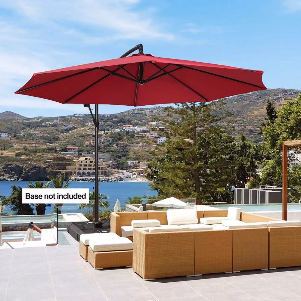 Hinsinc Red 3m Cantilever Garden Parasol with Polyester Canopy and Steel Frame – 6