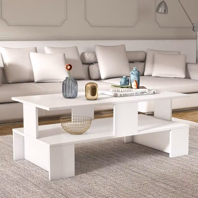 Decorotika Evans Rectangular Coffee Table in White