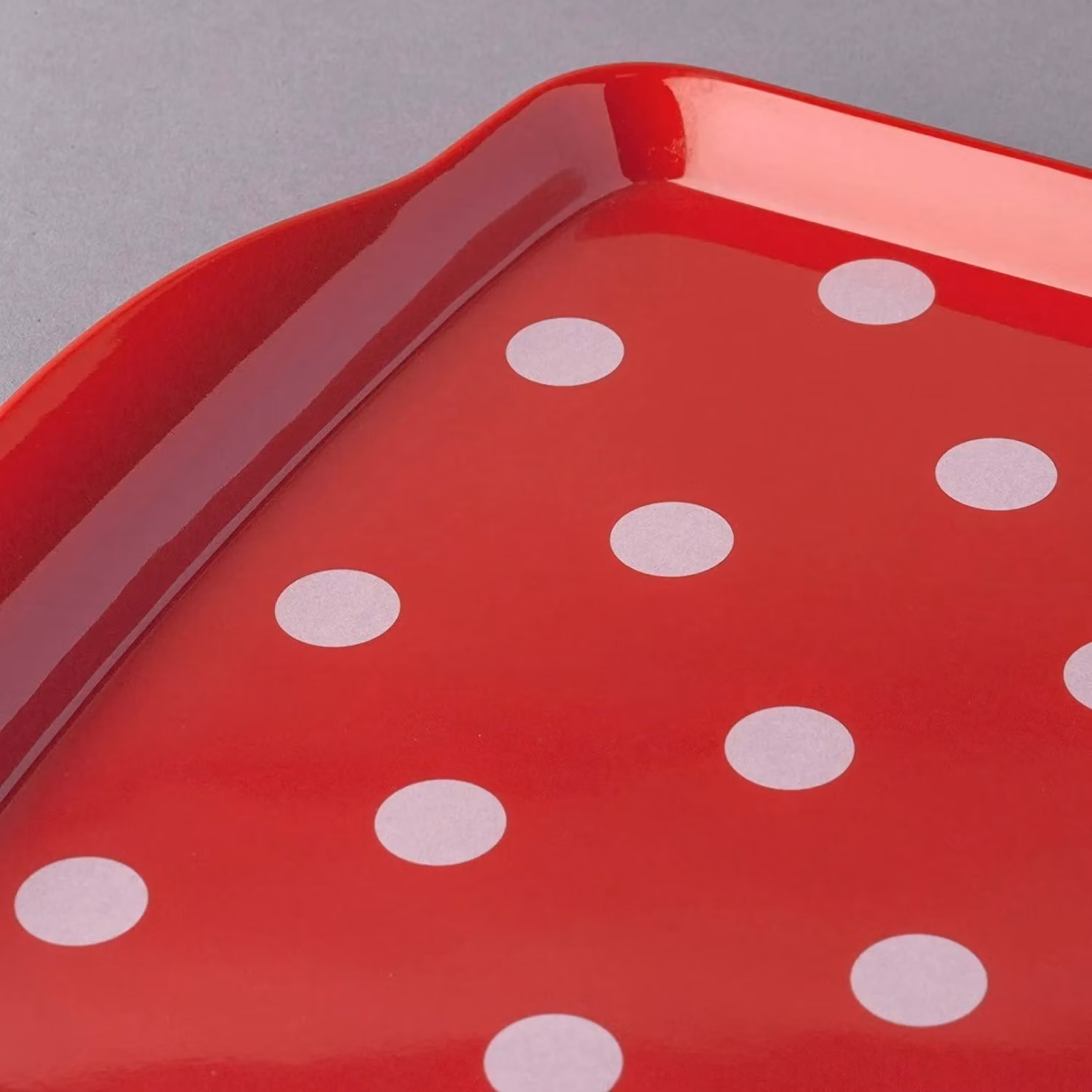 Zeal Melamine Dotty Serving Tray with Handles, Red, W: 30 cm, D: 21 cm – 3